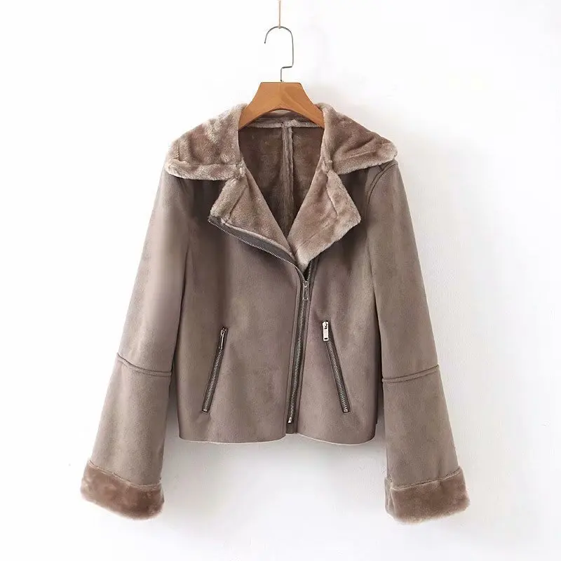 suede faux fur coat