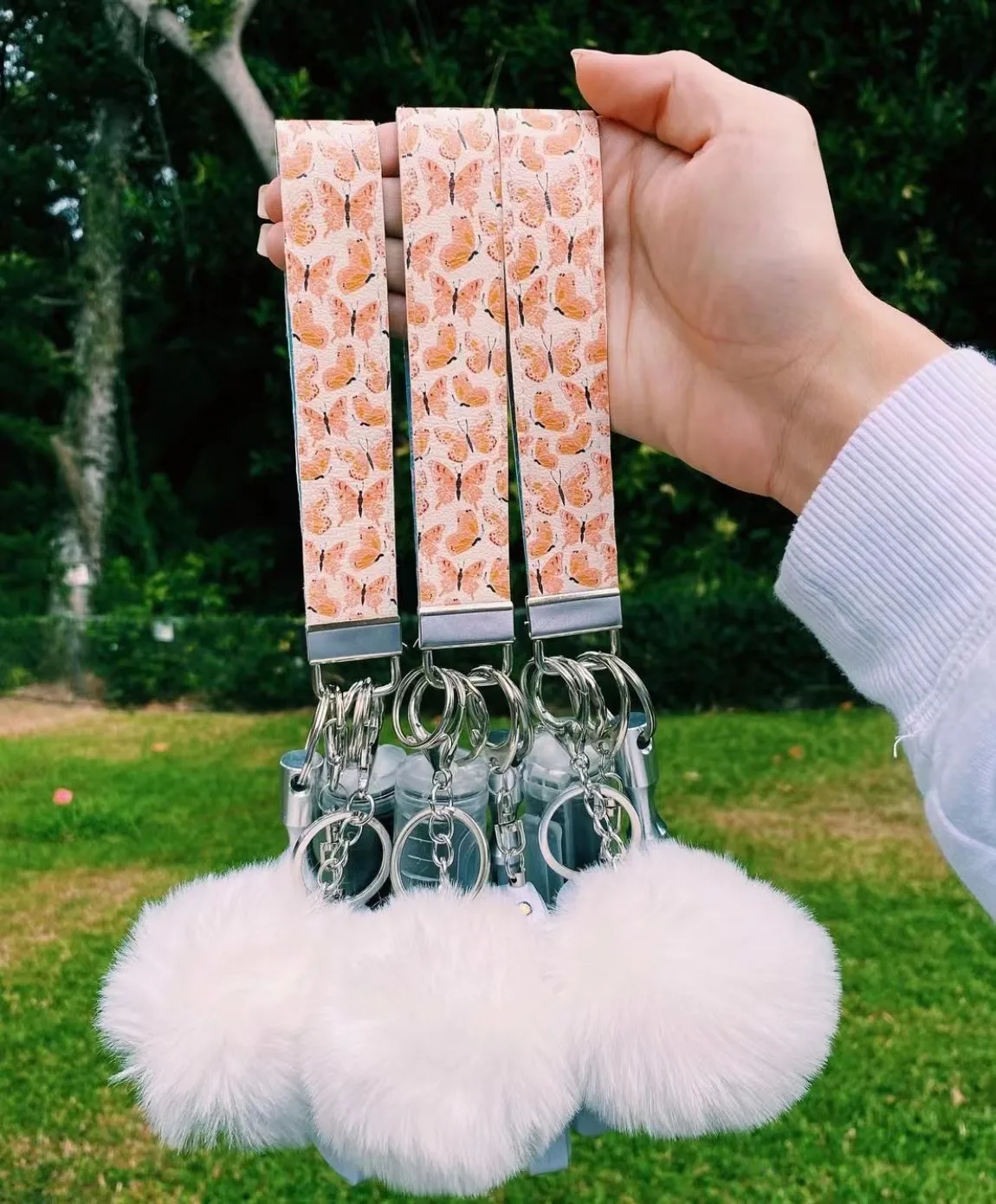 Women Bad Bunny Self Defense Keychain Pom Pom Keychain Set Customized