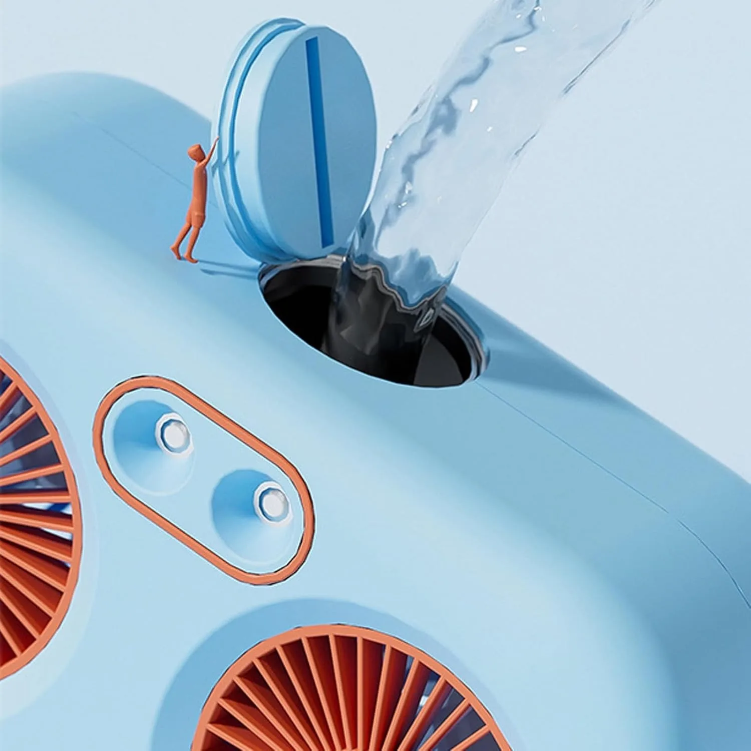 Neuer, kreativer und niedlicher Tischventilator mit zwei Sprühköpfen, Luftbefeuchtung und Tragegriff – Mini-Klimaanlage mit zwei Ventilatoren – ideales Sommergeschenk_voghion.com