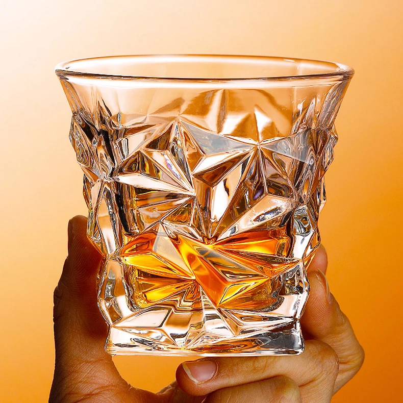 HXGLASS Vintage Ins Style  Irregular Pint Creative Reusable Old Fashion Whiskey Shot Glass Collection Brandy Matini Glass Cup