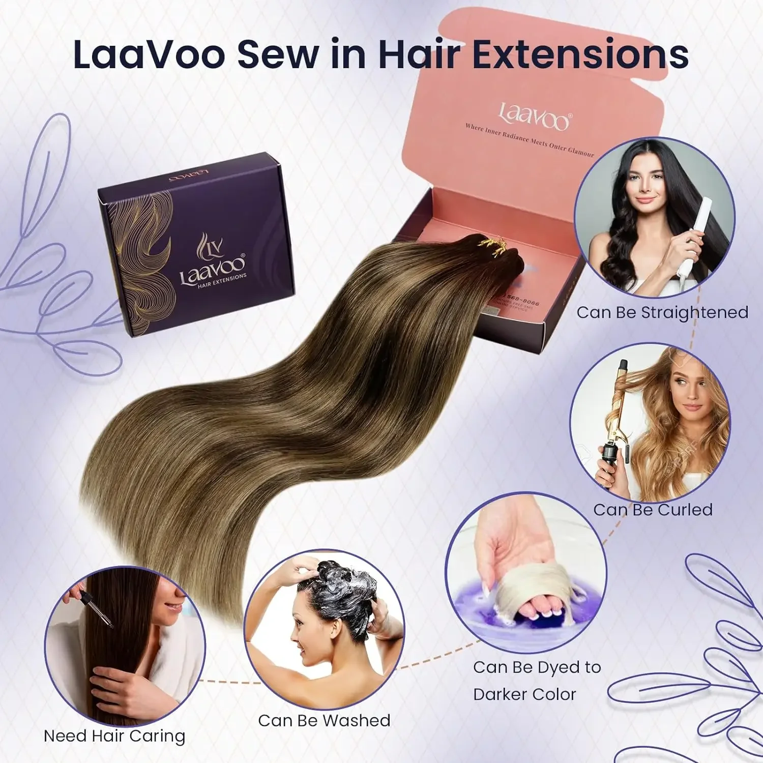 LaaVoo Weft Haarverlängerungen zum Einnähen für Frauen, 24 Zoll, 100 g, 100 % Remy-Echthaar, natürliches brasilianisches Menschenhaar, blondes Weft_voghion.com