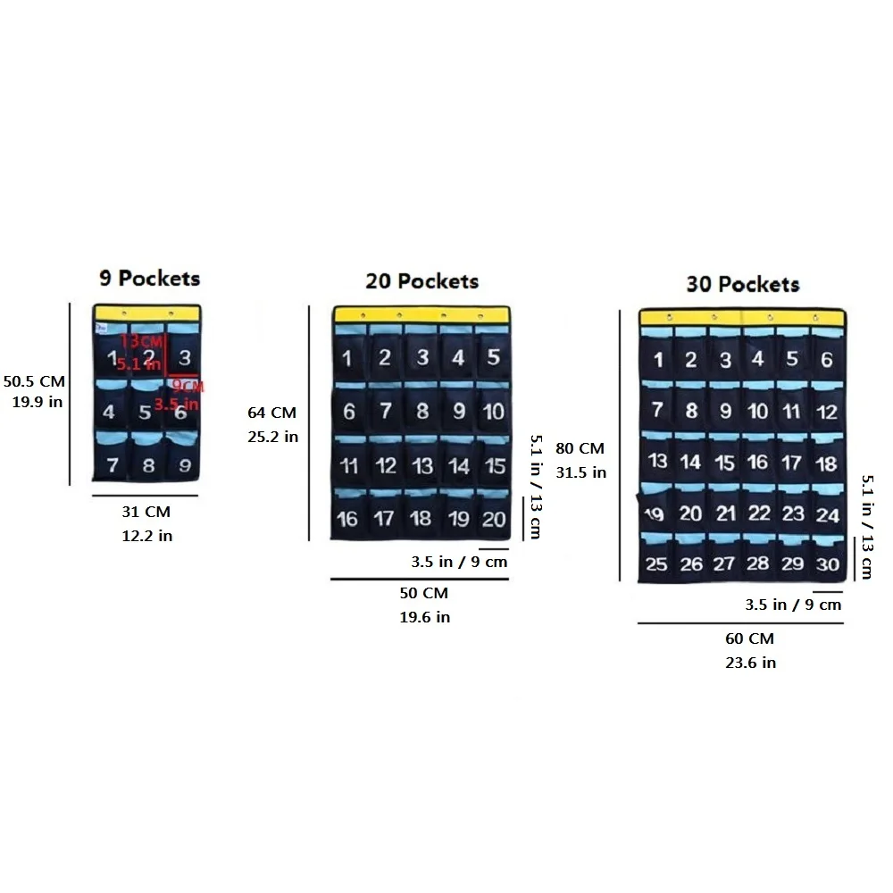 Numbered Classroom Pockets Chart Cell Phones Holder Wall Door Hanging Organizer