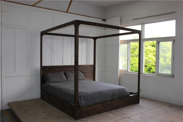 Деревянные тканевые кровати королевского размера с постером