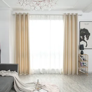 Double Layers 100% Blackout Solid Fabric Curtain for Bedroom Full Light Blocking  Portable Blackout Curtain for Living Room