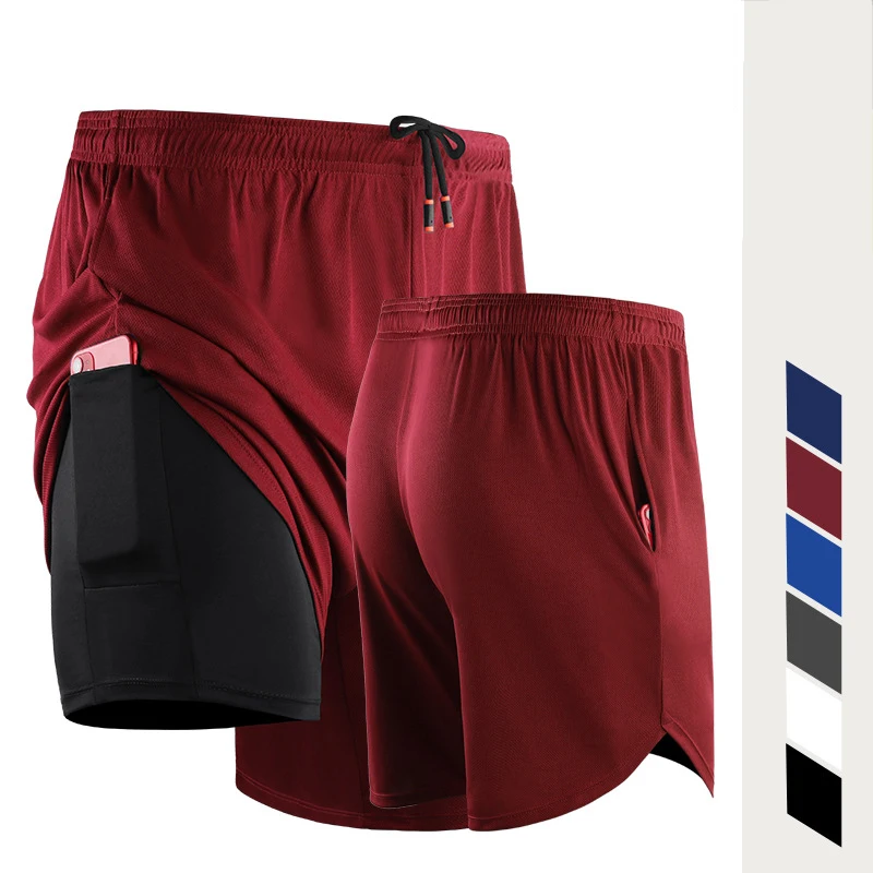 2 in 1 Herren Laufsport Shorts Atmungsaktive Gym Basketball Shorts mit Taschen für Männer178_voghion.com