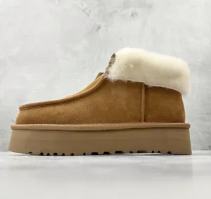 Wholesale Designer Fashion Sheepskin Warm Women's Funkette Fur Boots Winter Snow Uggs Boots for Women Platform Para Mujer