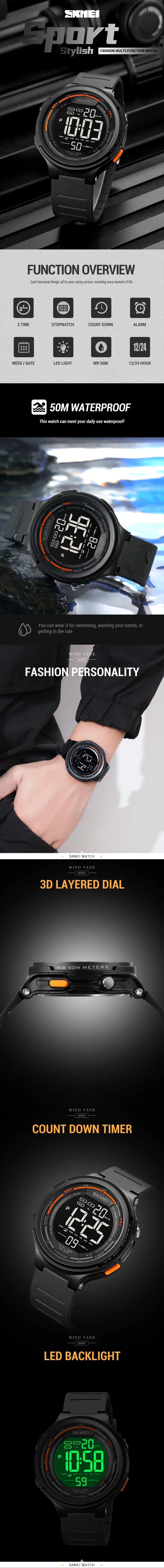 SKMEI 1841 Military Electronic Wristwatch Stopwatch Date Alarm 50m Waterproof Clock high light man Sport Watches