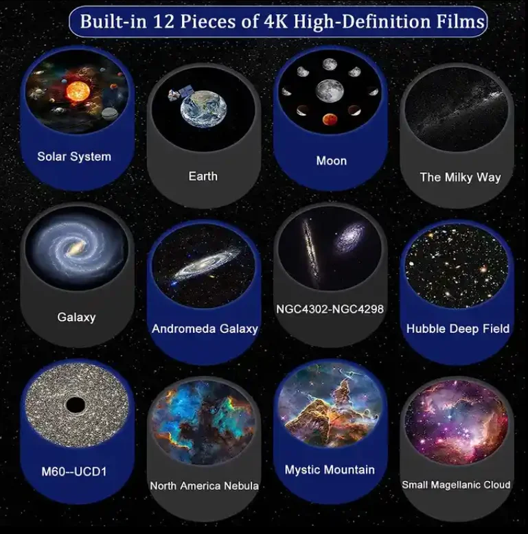 Lampu proyektor galaksi LED, lentera langit berbintang 12 film plafon kamar  tidur anak-anak dewasa dekorasi ruang tamu teater rumah lampu malam