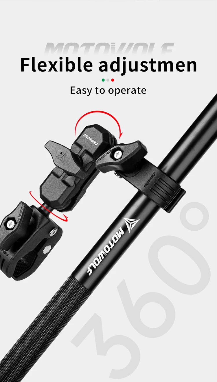 MOTOWOLF Motorcycle Multifunctional Adjustable Aluminum Alloy Camera Holder for Motorcycle