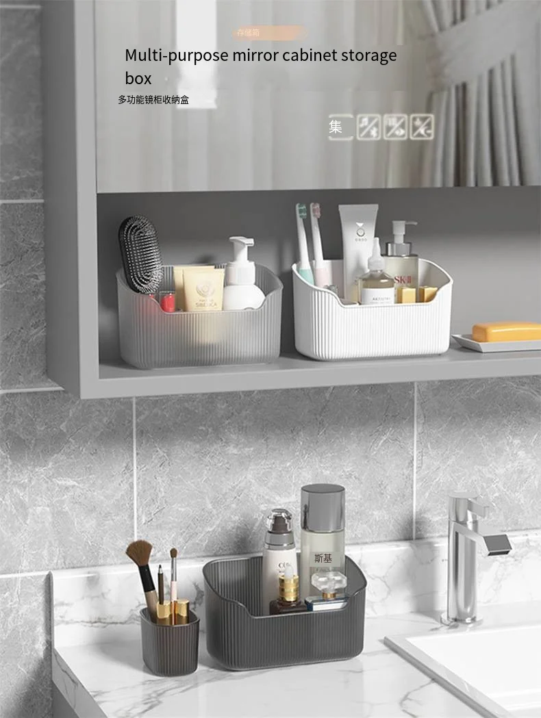 Bathroom cosmetics storage box Bathroom vanity shelf Square skin care mask plastic organizer manufacture