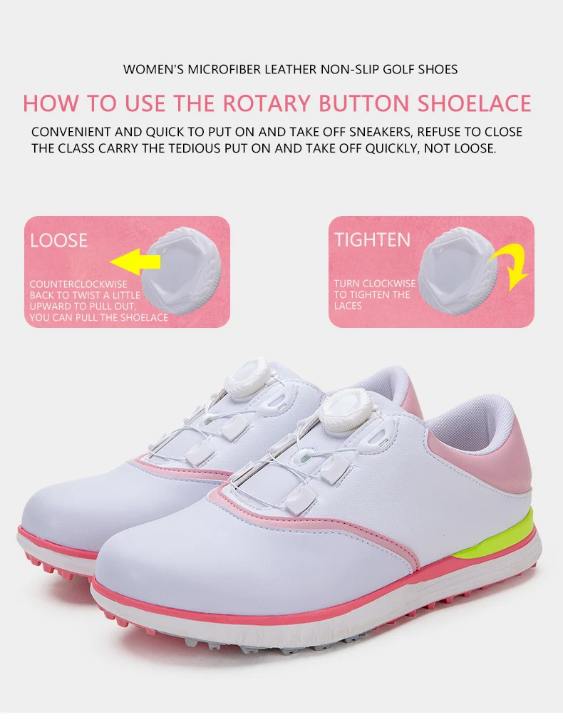 New golf shoes ladies waterproof shoes spin buckle laces spring and summer non-slip sports shoes