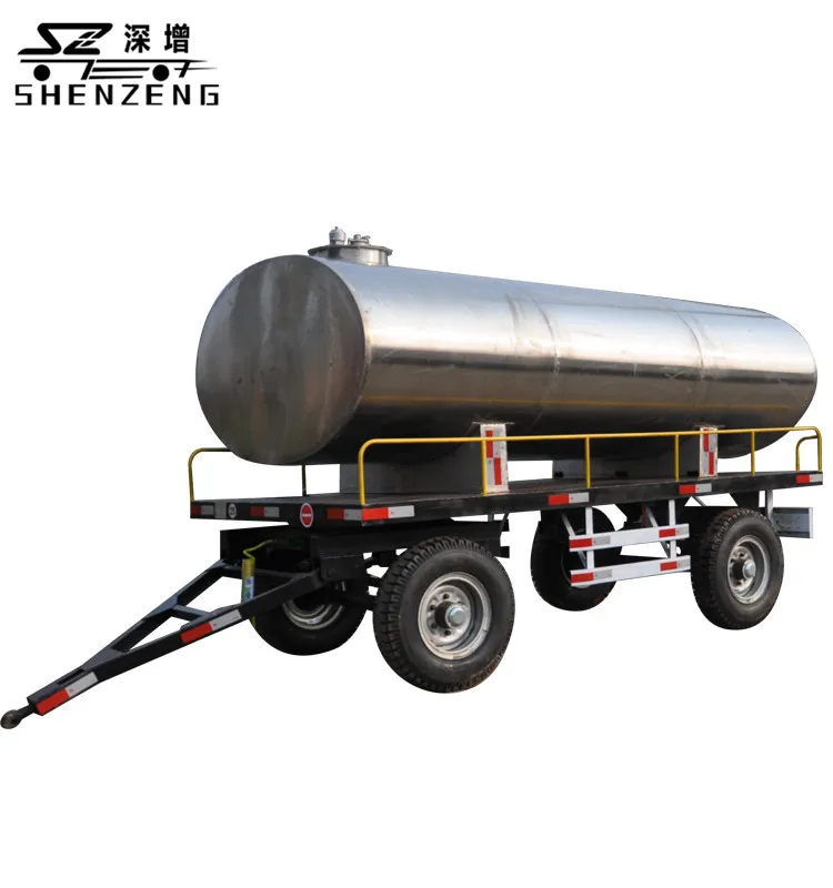 304 Stainless Steel Four Wheel tank on Trailer for Water Transport