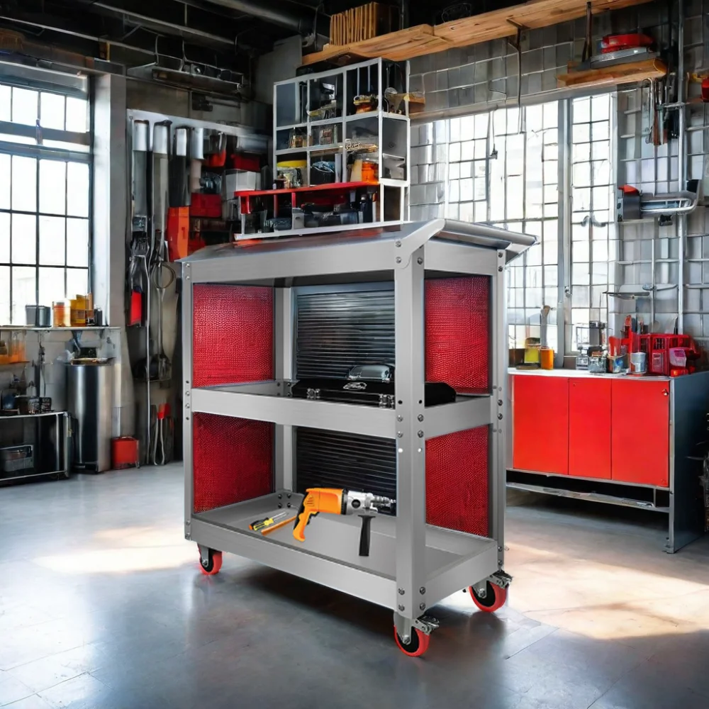 Multi-Functional Stainless Steel Car Storage Tool Cabinet Thickening Car Repair Workshop Moving Parts Trolley