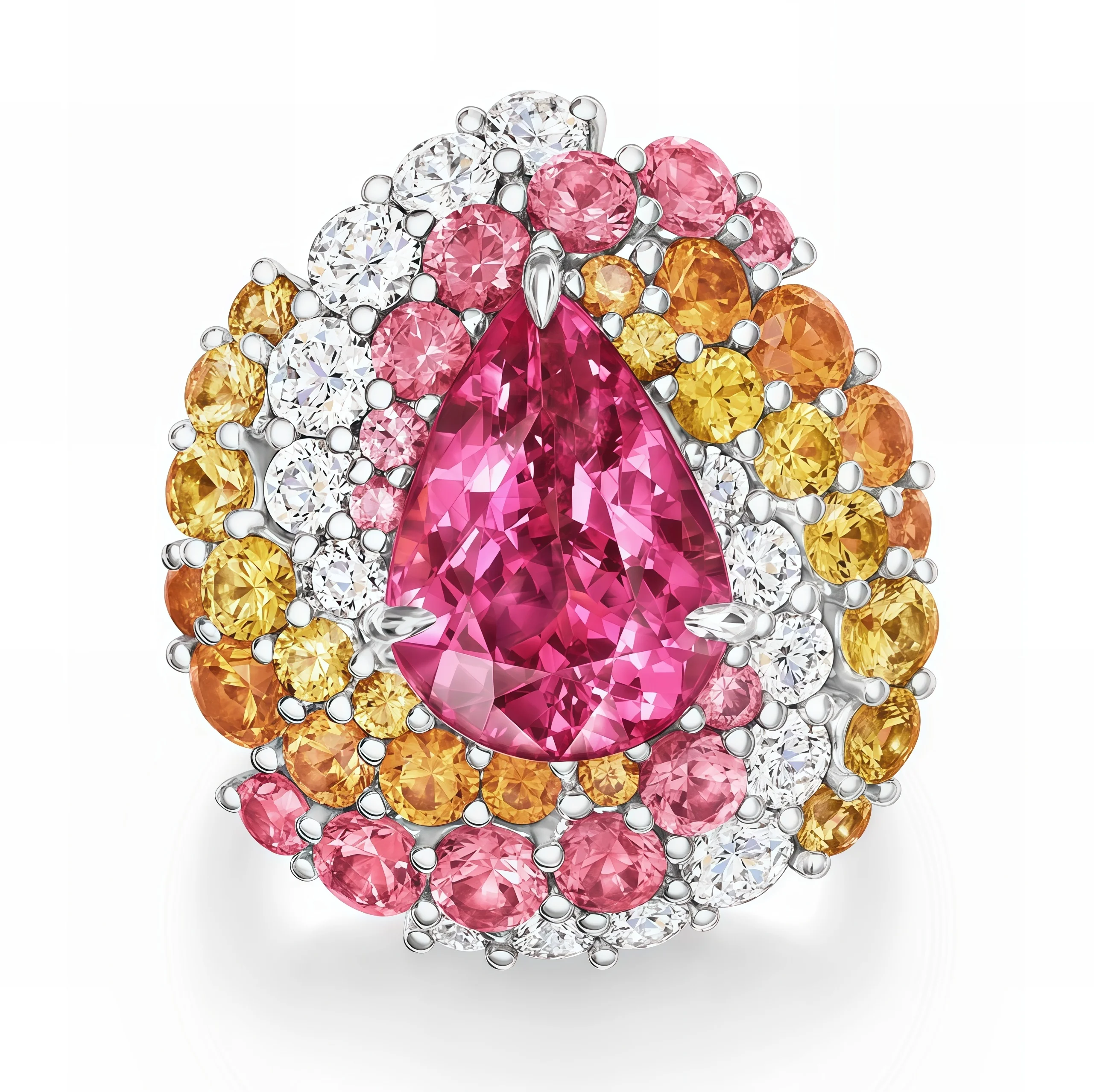 MUSHAN Jewelry Factory 925 Sterling Silver Rings Women Pink Sapphire Water Drop Colorful High Carbon Diamond Ring Wedding Bands