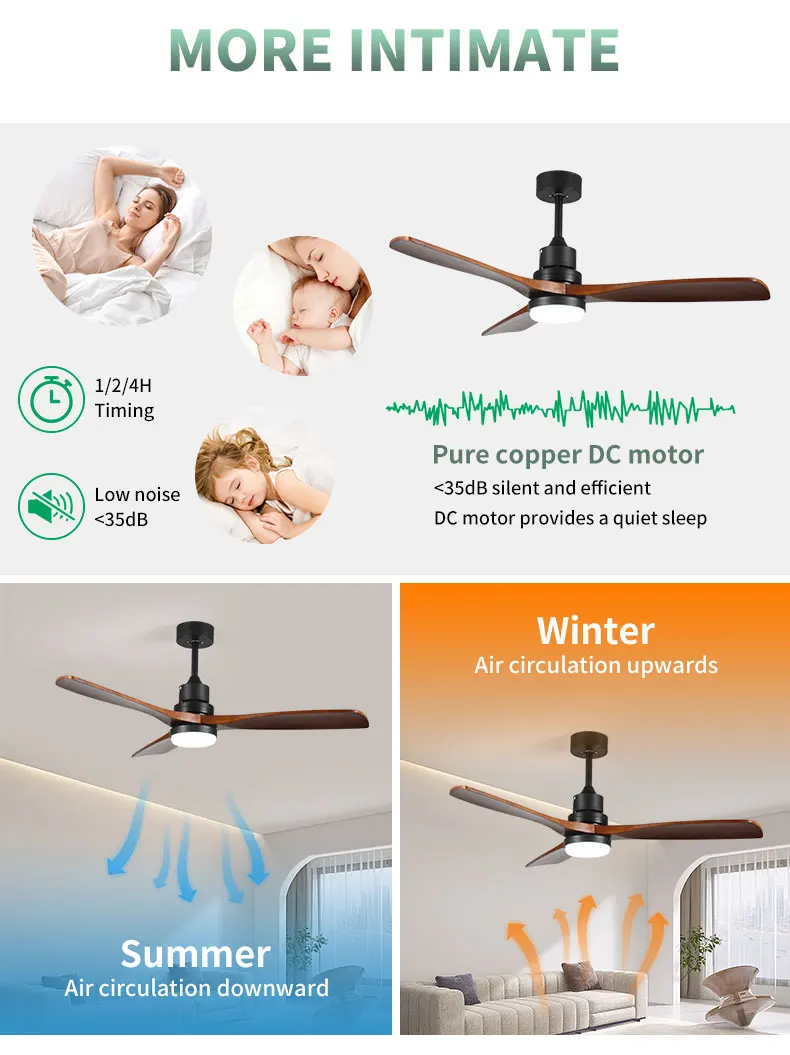 F279 6 Speeds Wood Blade Lamp Fan with Led Light