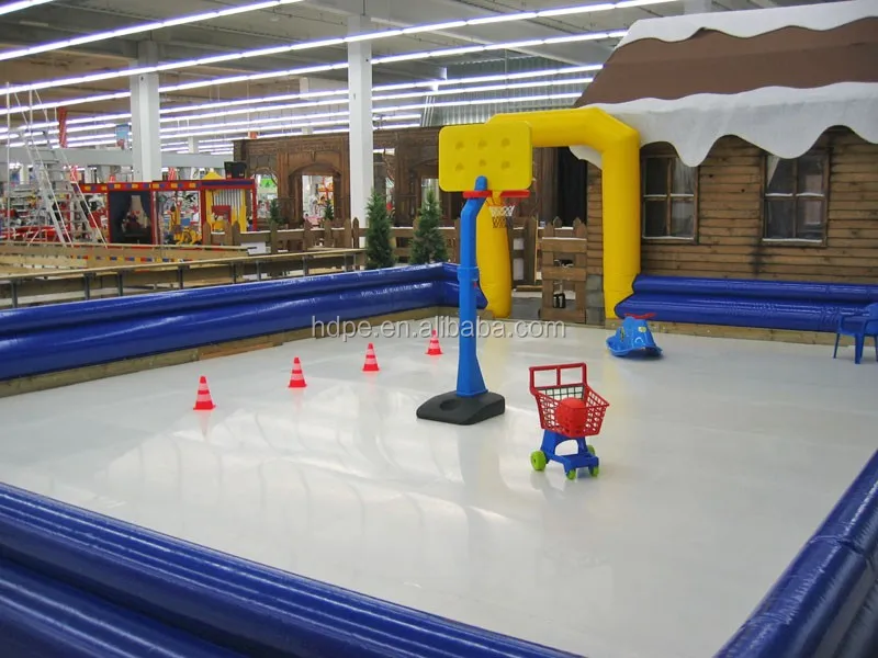 Commercial Entertainment Synthetic Ice Rink 20mm Thickness Easy to Install and Low Maintenance Cost
