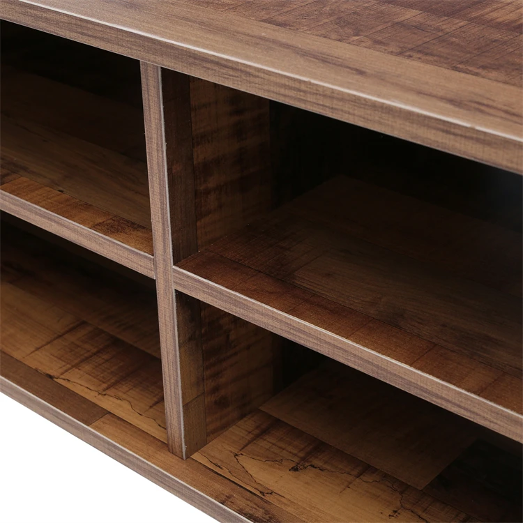Center Table Tv Units for Wholesale New Design Cement Color LED TV Stand Media Console Cabinet with Bookshelf Media
