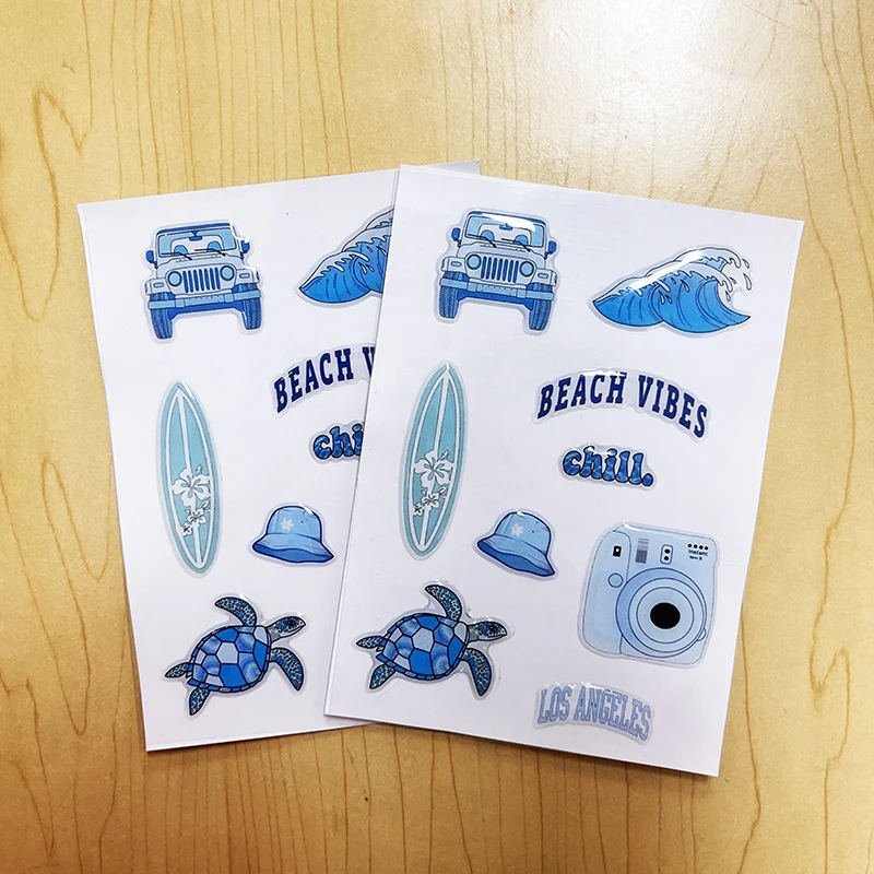 New Design DIY Epoxy Decorative Sticker Sheet Custom Logo Printing Epoxy Resin 3d Stickers