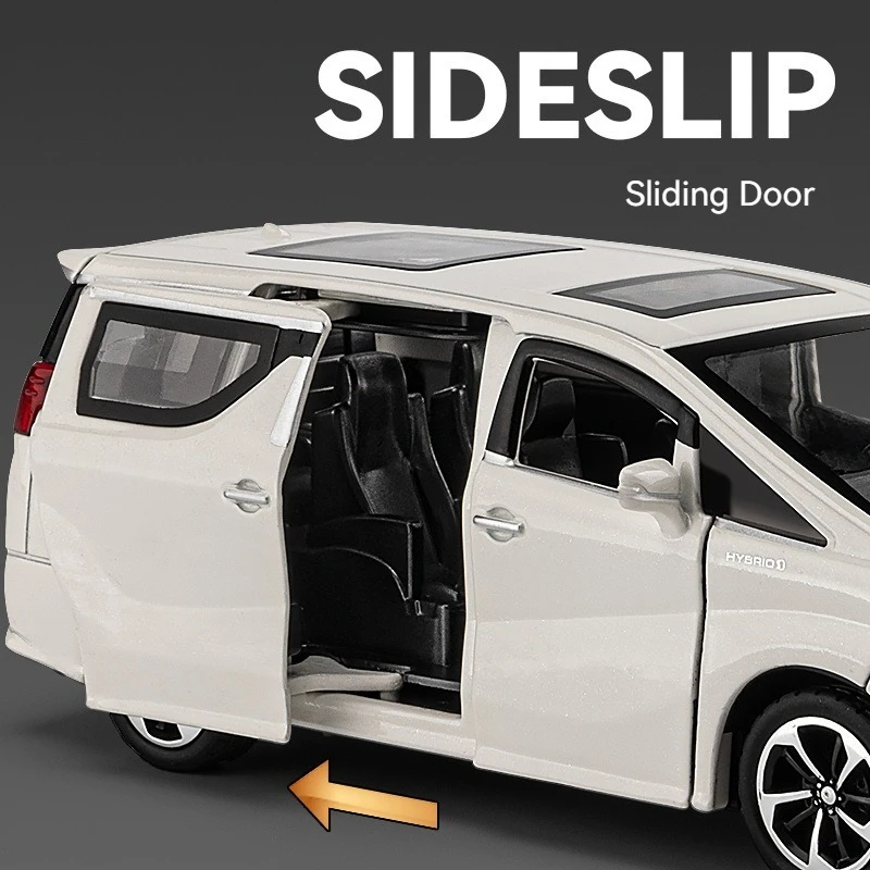 Diecast 1:32 Scale Model Car Toyota ALPHARD Alloy Car Model with Sound and Light Pullback Doors Open Ornament Decorate Toy Car