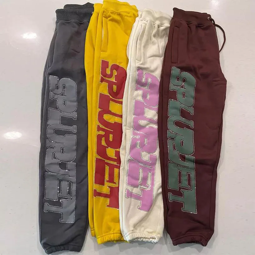 Hot Sale Cotton Heavyweight Fleece Warm Puffy Print Men Sweatpants