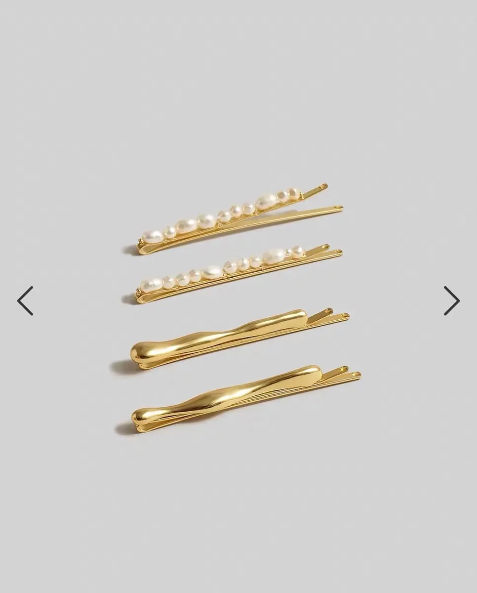 Design 4pcs Fashion Alloy Hair Clips Pearl Hairpins Golden Metal Bobby Pins Set for Girls Hair Beauty