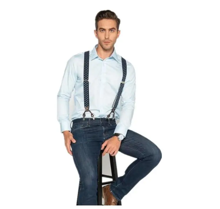 Men's Trousers with Elastic Y Shape Pants Strap Shirt Suspenders