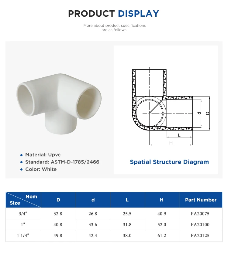Astm D1785/2466 Pvc Fittings Three Way Elbow Buy Pvc 3 Three Way