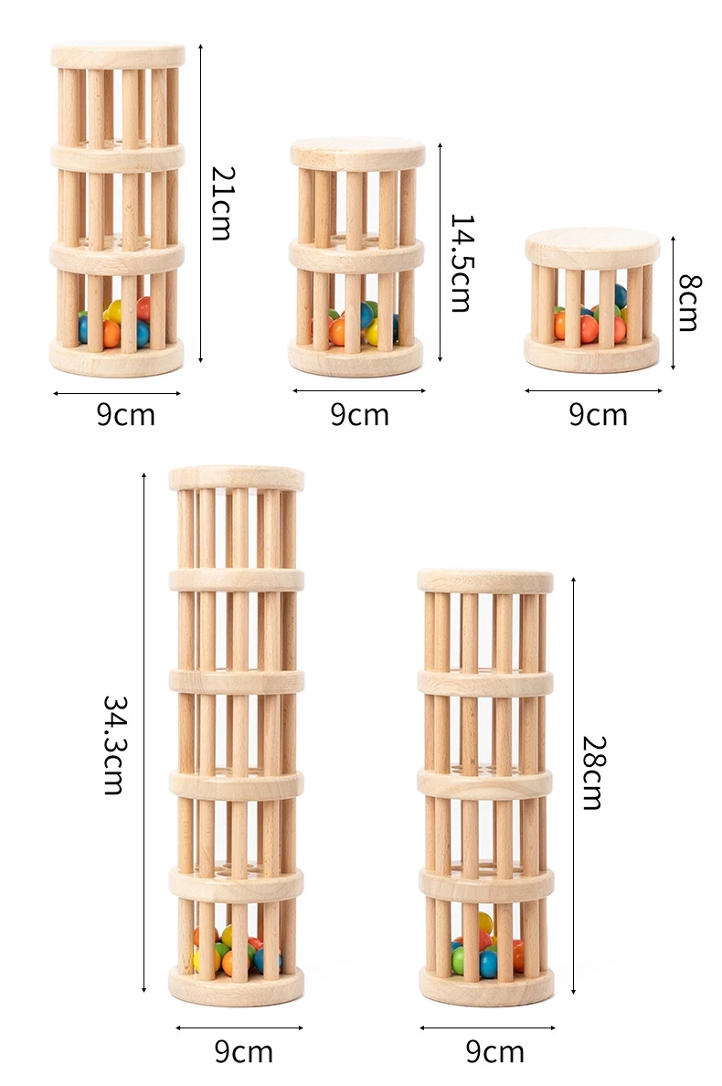 13.8 Inch Wooden Rain Maker Instrument - Rainfall Sound Toy For Kids & Sensory Development