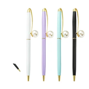 New Listing Fashionable Gaoshi Pearl Ballpoint Pen Small Metal for Men Girls 1.0mm Logo for Use Directly Manufacturer's Stock