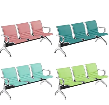 Custom 4 Seaters Steel Optional Color Leather Cushion Public Seating Waiting Area Bench Airport Waiting Chairs