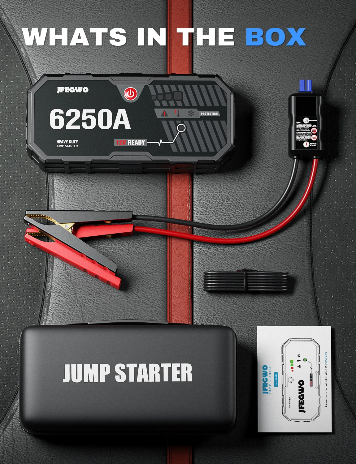 6250a Powerful Emergency Car Jump Starter Kit Car Battery Charger