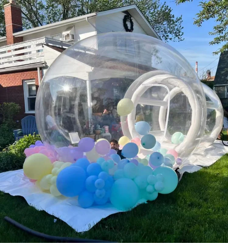 Casa De Burbujas Hinchable De 3m Con Cúpula De TPU Transparente – Incluye Soplador, Bomba, Estacas Y 100 Globos, Perfecta Para Fiestas En Jardín O Interior