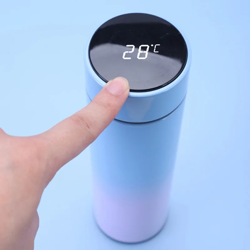 MEDO 500ml Gradient Color Smart Reminder Thermos Flask Led Digital Temperature Display Stainless Steel Cup Water Bottle