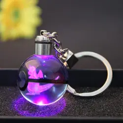 Оптовая продажа, 30 мм, Кристалл k9, Покемон, брелок со светодиодной подсветкой для подарка Chidren