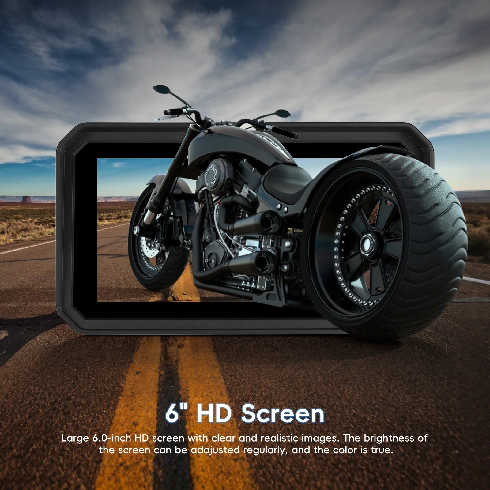 podofo android 464g 6 portable carplay motorcycle screen bt dvr ip68 waterproof ips touch screen stereo oem customization a4415-6