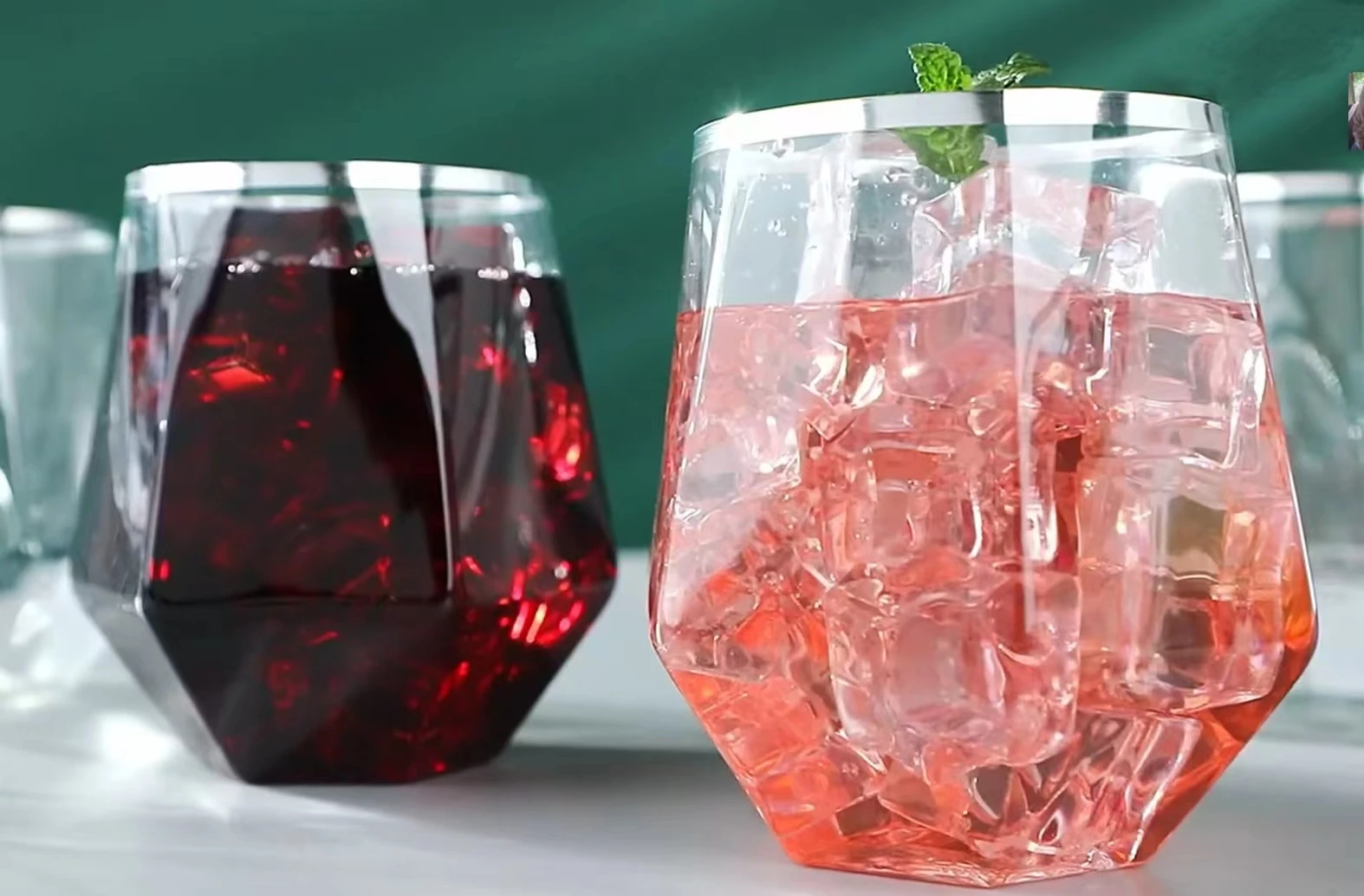 64 упаковки, 12 унций, пластиковые стаканы для вина в форме алмаза, одноразовые чашки для шампанского, вина, виски, ударопрочные, переработанные