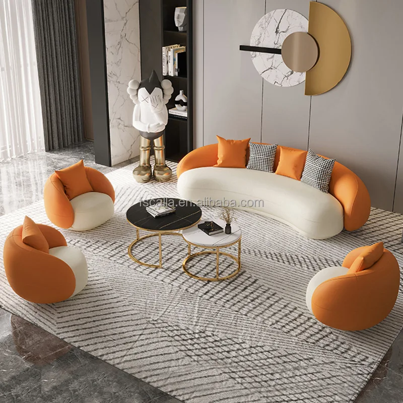 Modern New Design Half Moon Leather Sofa Living Room Arcshaped