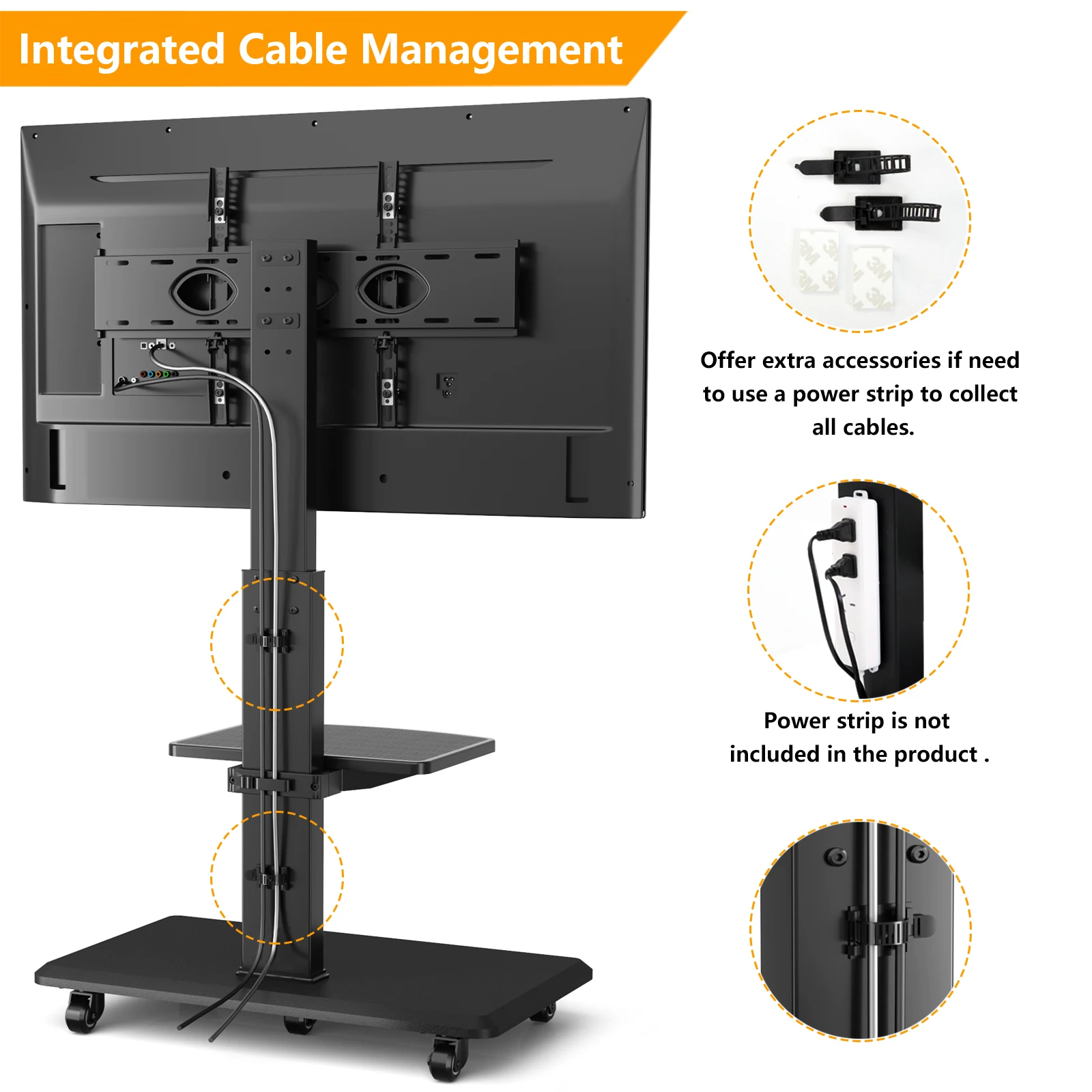 Mobile Floor Tv Cart With Swivel Mount For 65 Inch Television,Meuble