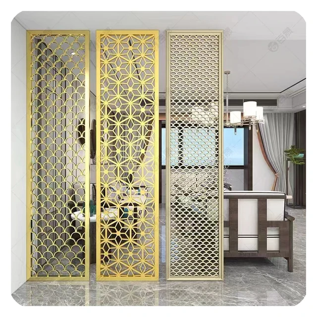 Hot Sale Traditional Style Laser Cut Stainless Steel Metal Screen Hotel Decorative Room Dividers Partition