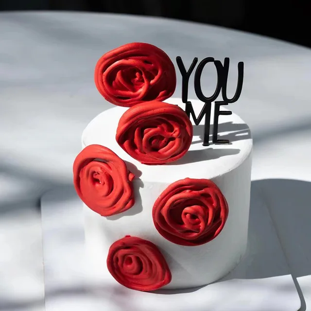 Valentine cake topper black YOU +ME cake decoration acrylic cake topper