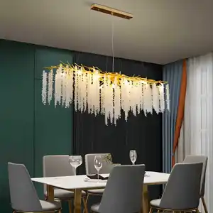 JACKSUN Luxury Gold Led Modern K9 Crystal Chandeliers Rustic Bedroom Dining Room Pendant Light Fixtures Lighting Chandeliers