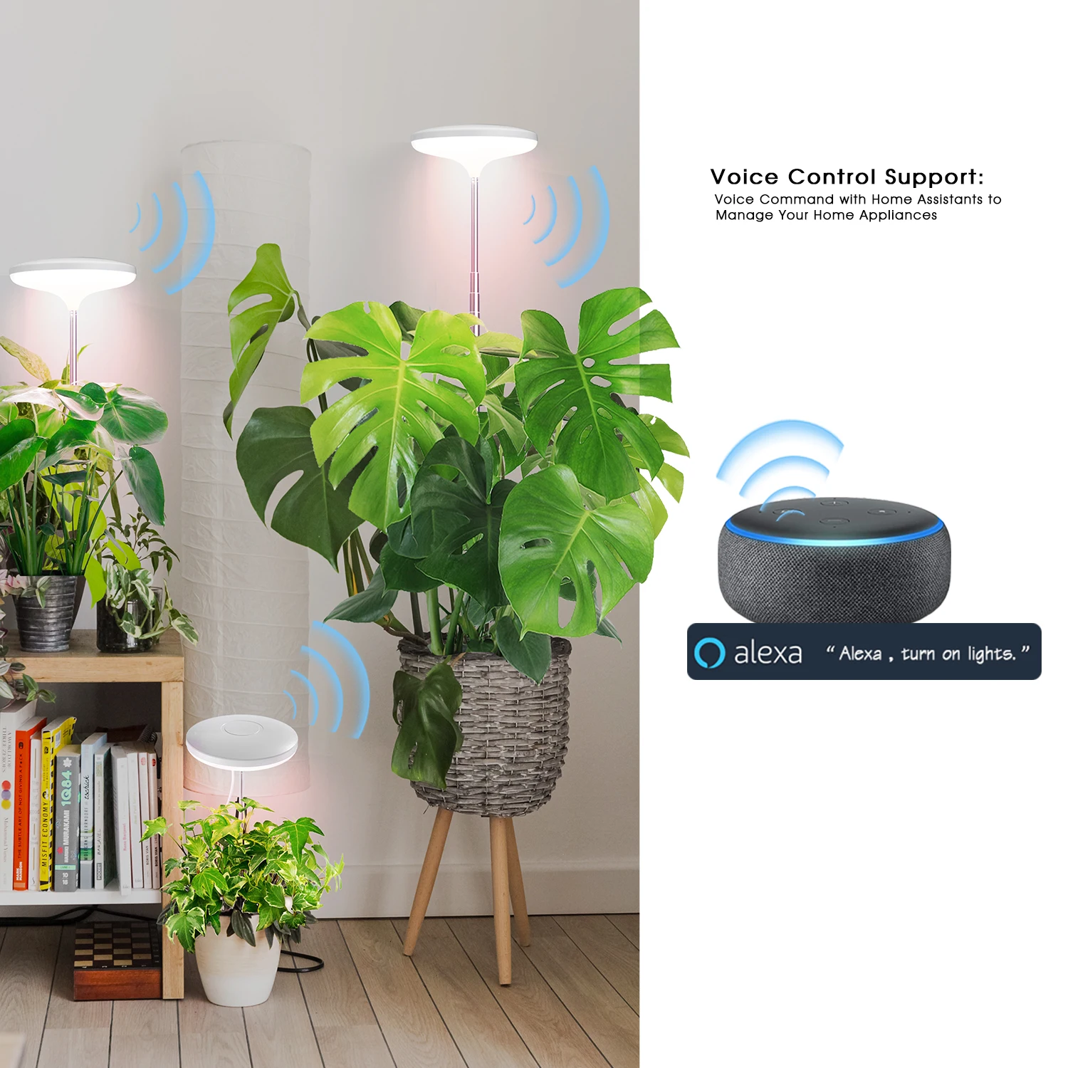 J&C Planter Mate 14w Wifi Indoor Grow Light Umbrella Grow Led Indoor Gardening Lights google Assistant Connected
