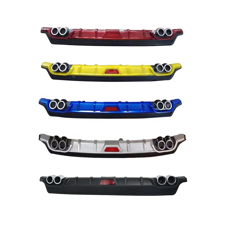 Car Accessories Universal Rear Bumper Diffuser Lip with Exhaust Tip ABS Rear Lip Spoilers