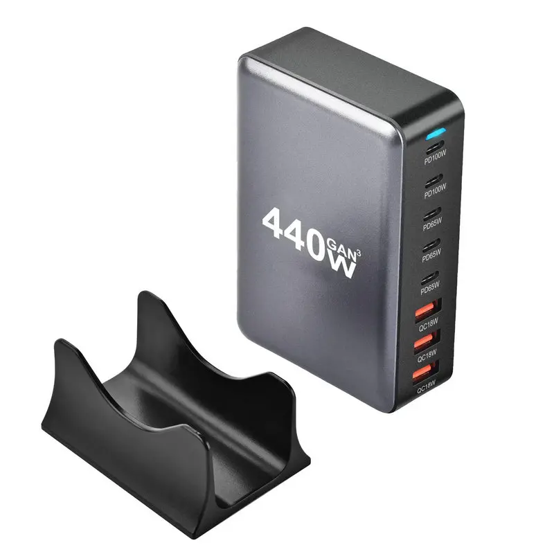 440W GaN台式充电器8端口USB C型PD 100W快速集线器充电器3.0 USB C型手机440W USB电源充电器站
