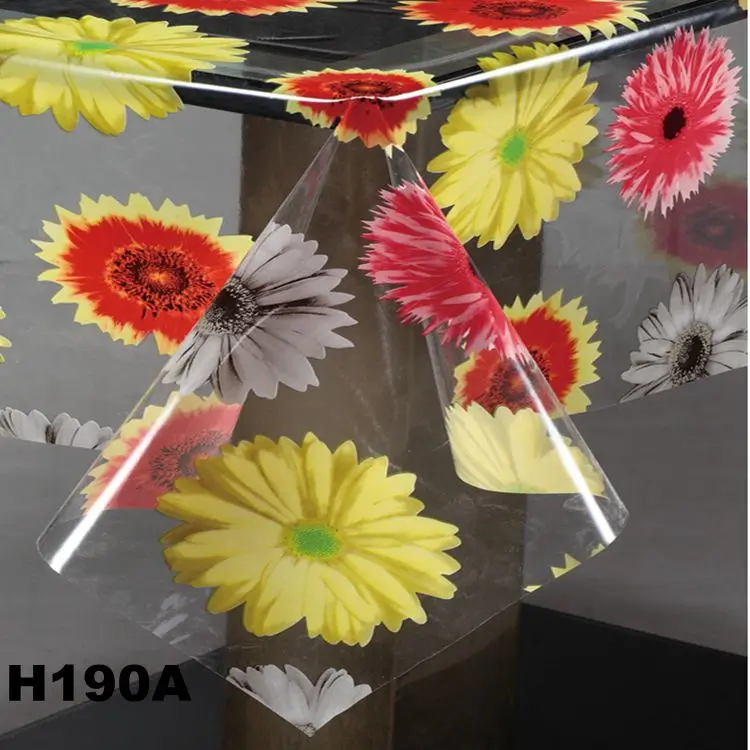 Print Vinyl Tablecloth Transparent Plastic Table Cover PVC Film Roll