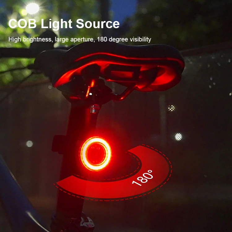 Bicycle Smart Auto Brake Sensing Taillight Waterproof LED Charging Cycling  Tail Light Bike Rear Light Accessories
