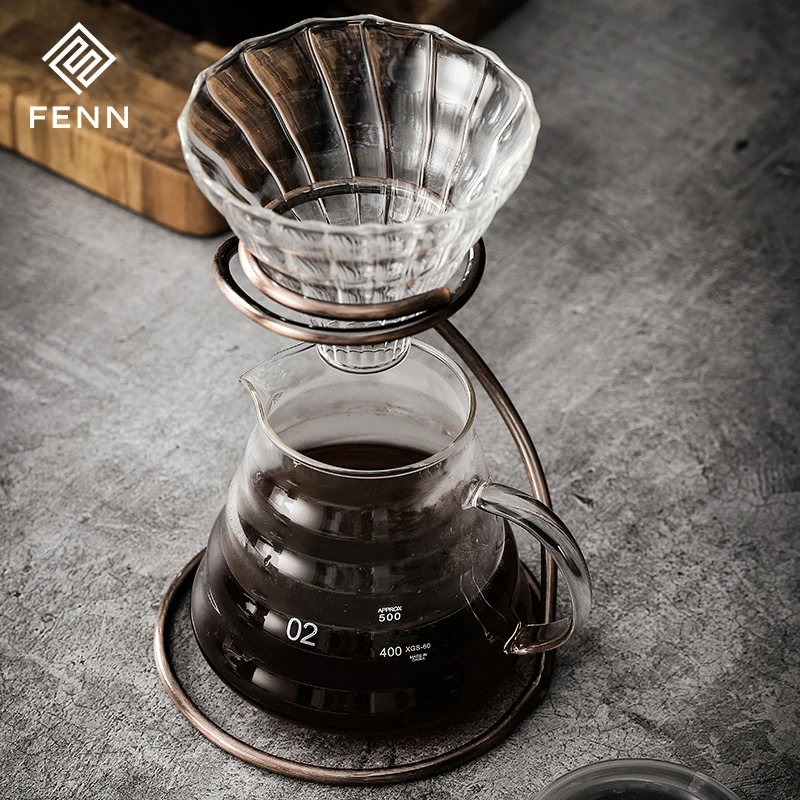 Dripper Set Borosilicate Glass Coffee Pot Cone Shaped Filter and Stainless Steel Filter Stand Hand-Drip Dripper Coffee Maker