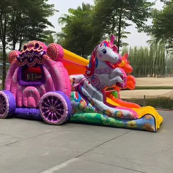 Commercial Inflatable Unicorn Jumping House Bouncer Combo Kids Playground Center with Bouncy Castle Slide for Trampoline Park