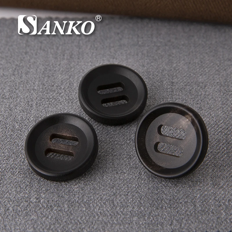 SANKO Eco-friendly ROUND Plastic Horn  Buttons With Custom Engraved Logo Flatback for Women's Clothing