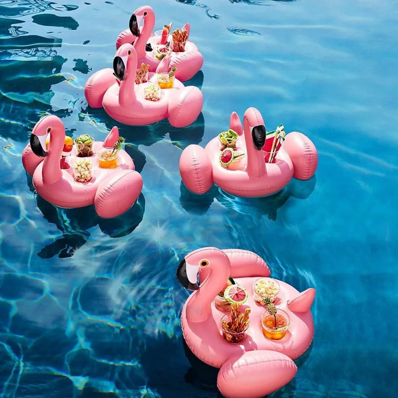 Kit De 6 Porte-Gobelets Gonflables Animés – Formes Ananas/Pastèque/Cactus/Koala, Avec Pompe, Pour Piscine Et Plage